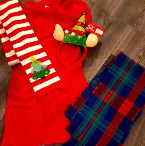 🎄Girls dress with scarf and light up headband
